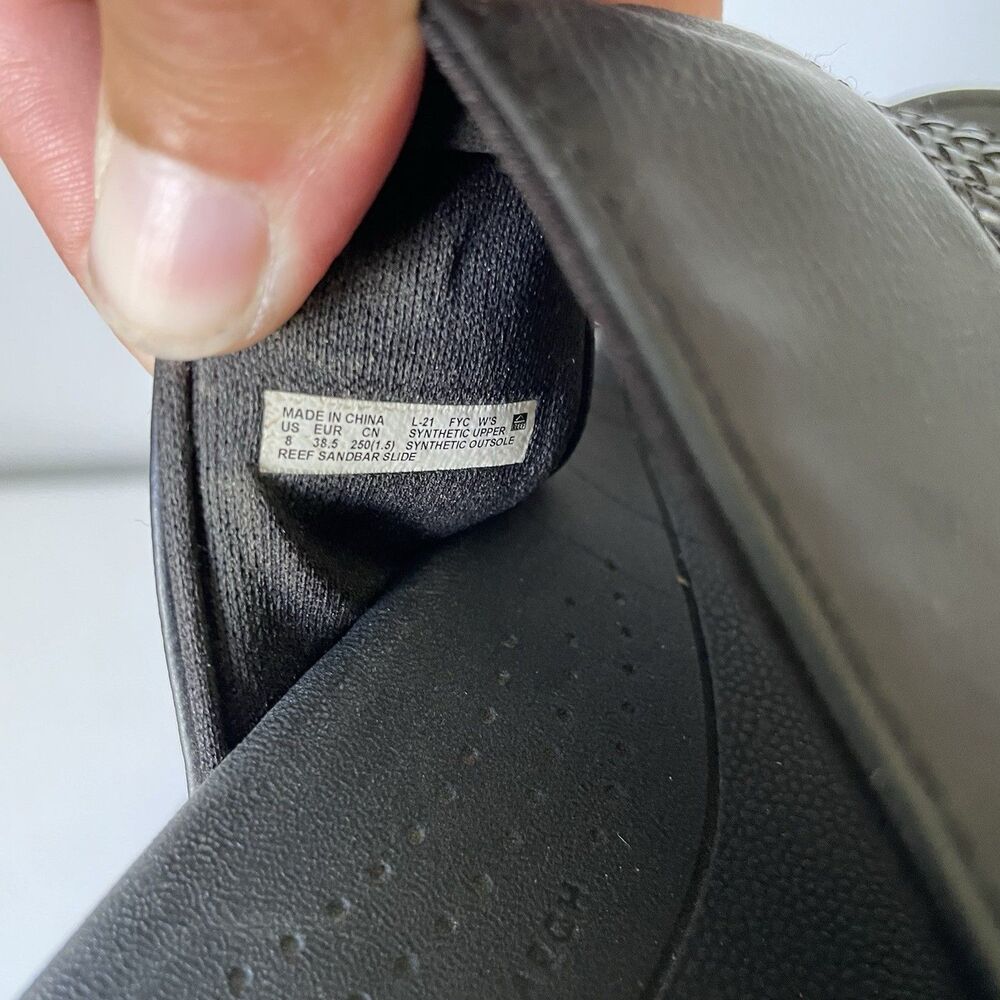 REEF Cushion Sandbar Slide Faux Leather Strappy Slip On Black Women's Size 8 - Picture 10 of 11